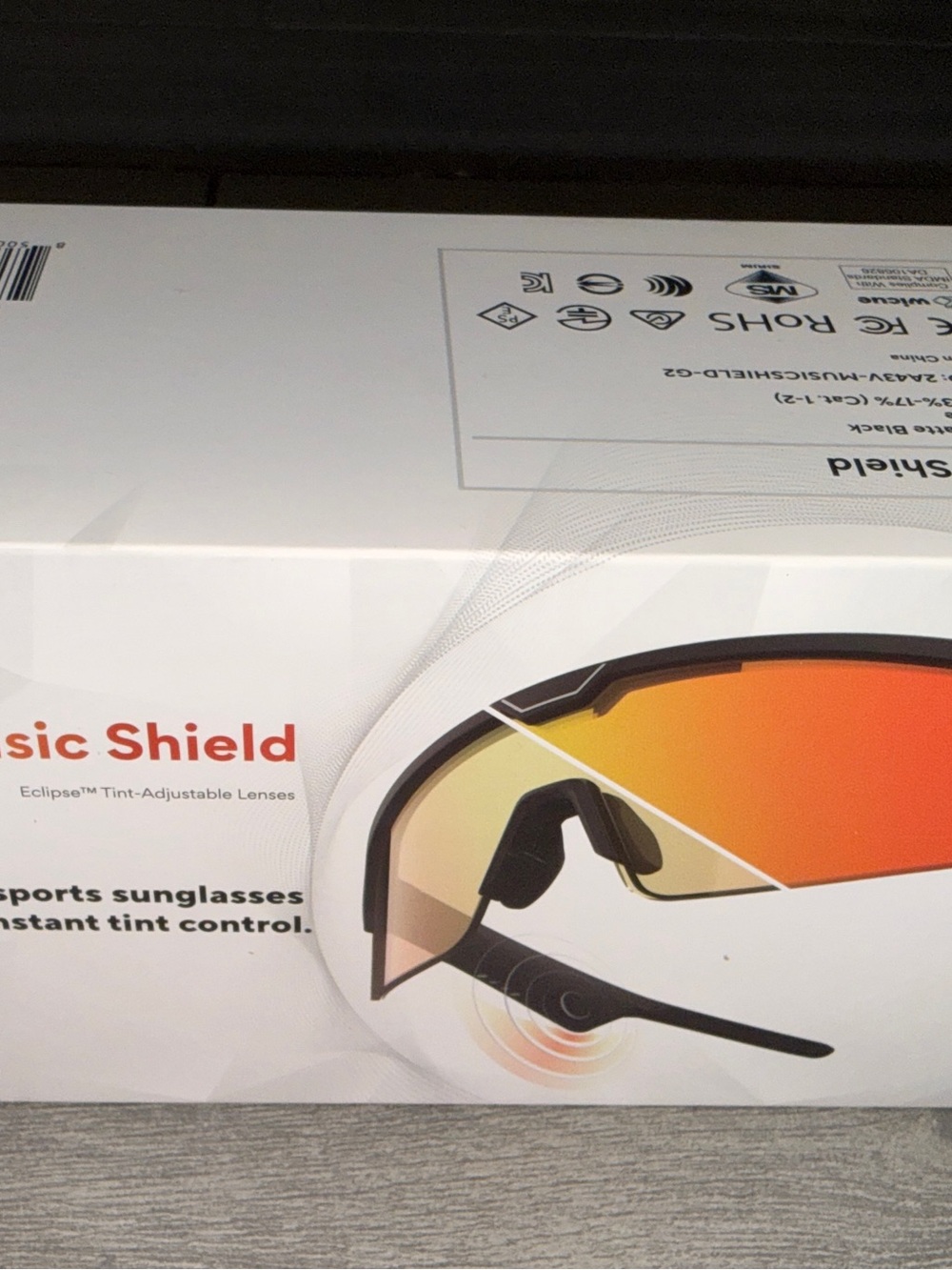 Chamelo Music Shield Smart Audio Sunglasses Fire Lens Matte Black NIB - Picture 7 of 9